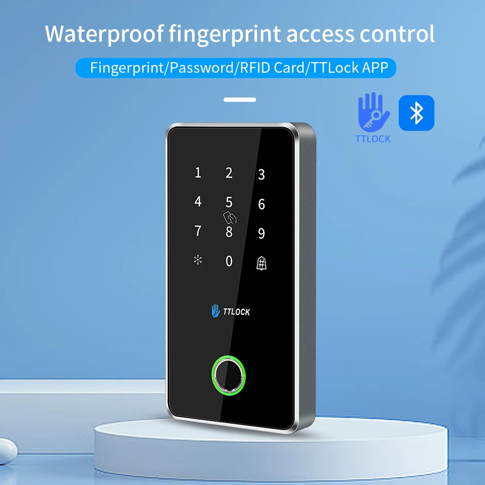 TTLOCK MJ02 Fingerprint Access Control Door System Opener Nfc Bluetooth Electric Gate Metal Keypad 13.56Mhz RFID Card Waterproof Vue