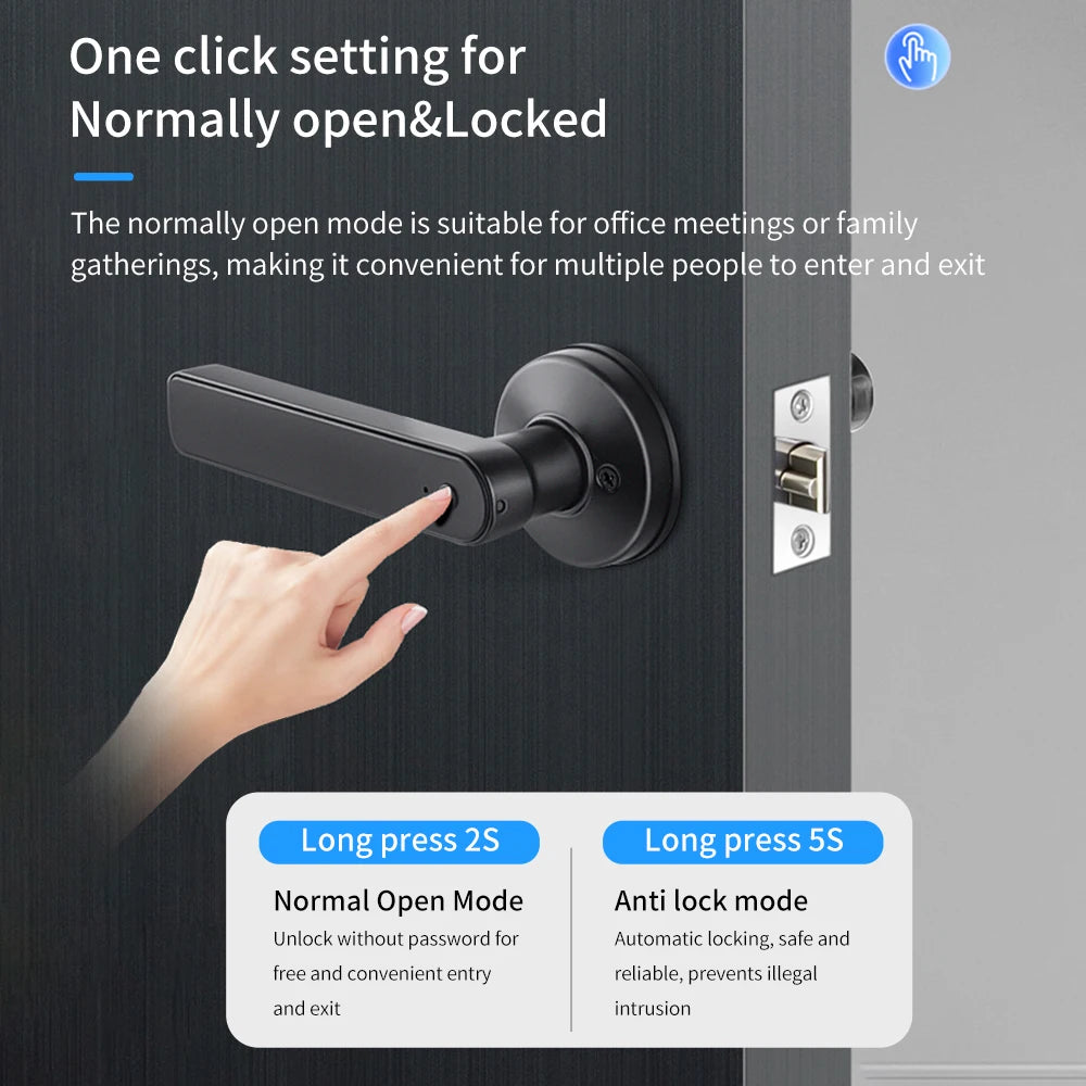 M5 Tuya BLE Fingerprint Door Lock Smart Digital Electronic Lock with Password/Key/IC Card(Optional)/ Smartlife/ Tuya APP Unlock Vue