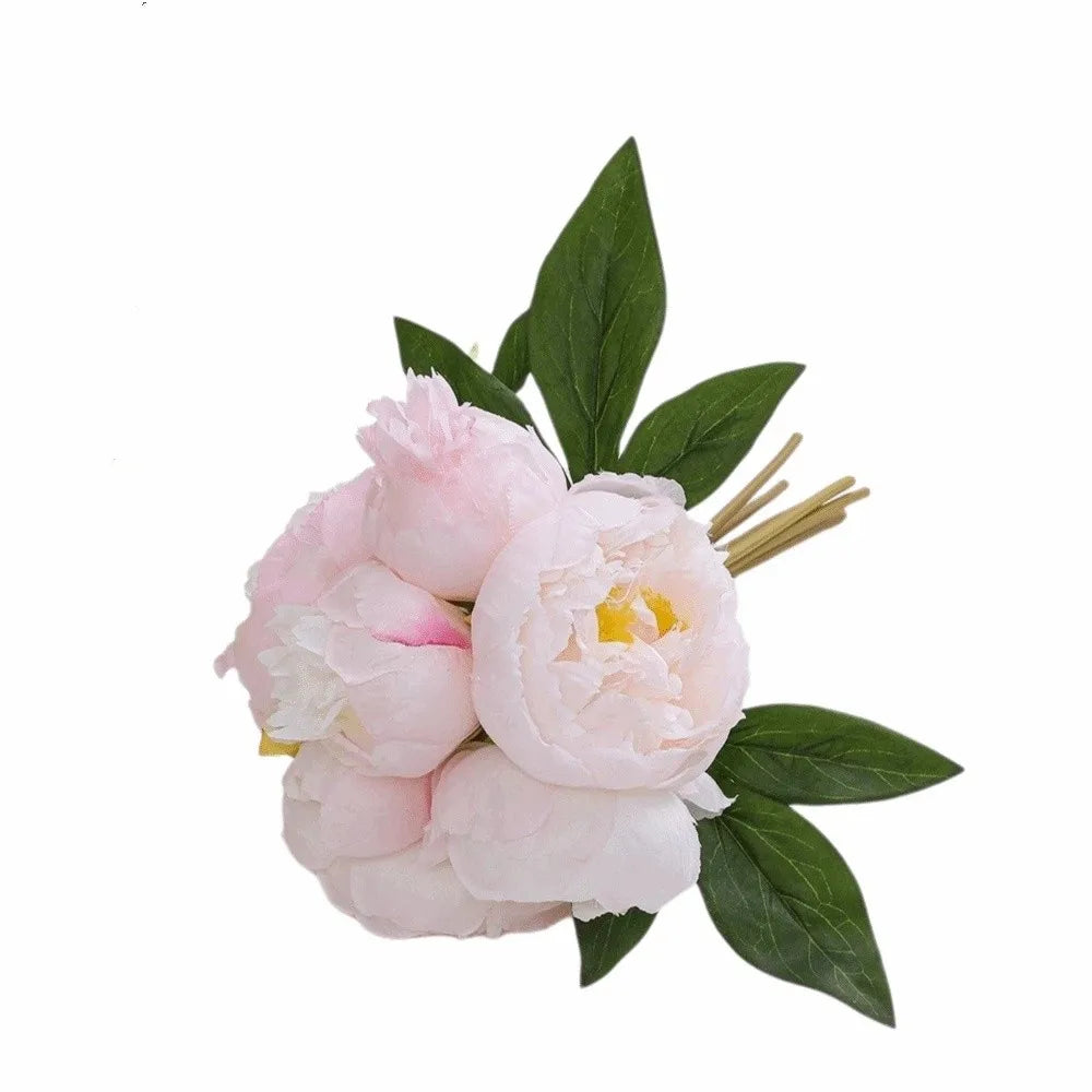 Creative Artificial Peony Bouquet Realistic Silk Flower Artificial Peony Flowers Handmade Multi-Color Simulation Silk Flowers Vue B White pink