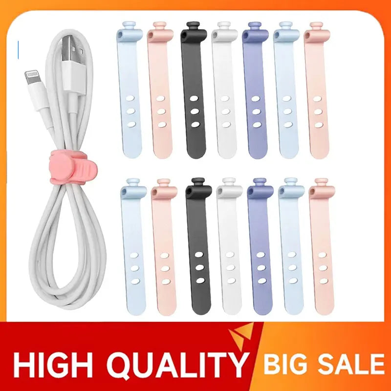 5PCS Reusable Cable Organizer Earphone Clip Charger Cord Management 3 Hole Line Storge Holder Line Bobbin Winder Straps Vue