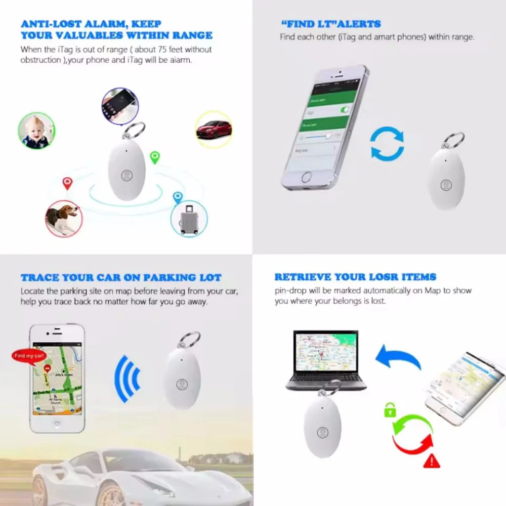 Smart GPS Tracker Mini Anti-Lost Bluetooth 5.0 Locator Tracer for Dog Cat Kids Car Wallet Key Finder Pet Collar Dog Accessories Vue