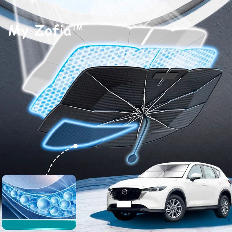 For MAZDA CX-5 2022 2023 2024 2025 Car Windshield Sunshade Foldable Umbrella amry Front Heat Insulation Accessories Vue
