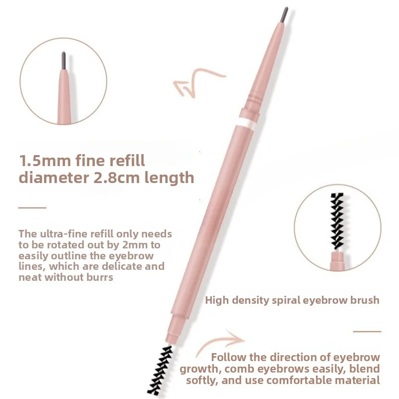 1pc 1.5mm Ultra Fine Double-Ended Eyebrow Pencil Waterproof Sweat-proof Long Lasting Professional Eye Makeup For Women Vue