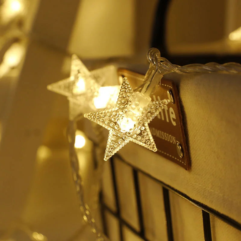 2025 Festival Star LED String Lights Party Indoor Atmosphere Christmas Decoration Room Battery Lights Outdoor Waterproof Outdoor Vue