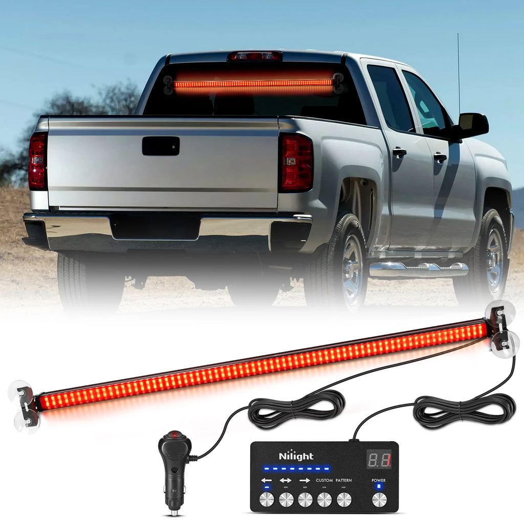 Nilight LED Traffic Advisor Strobe Light Bar with Controller Emergency Warning Lights Hazard Interior Front/Rear Flashing lamp Vue red United States