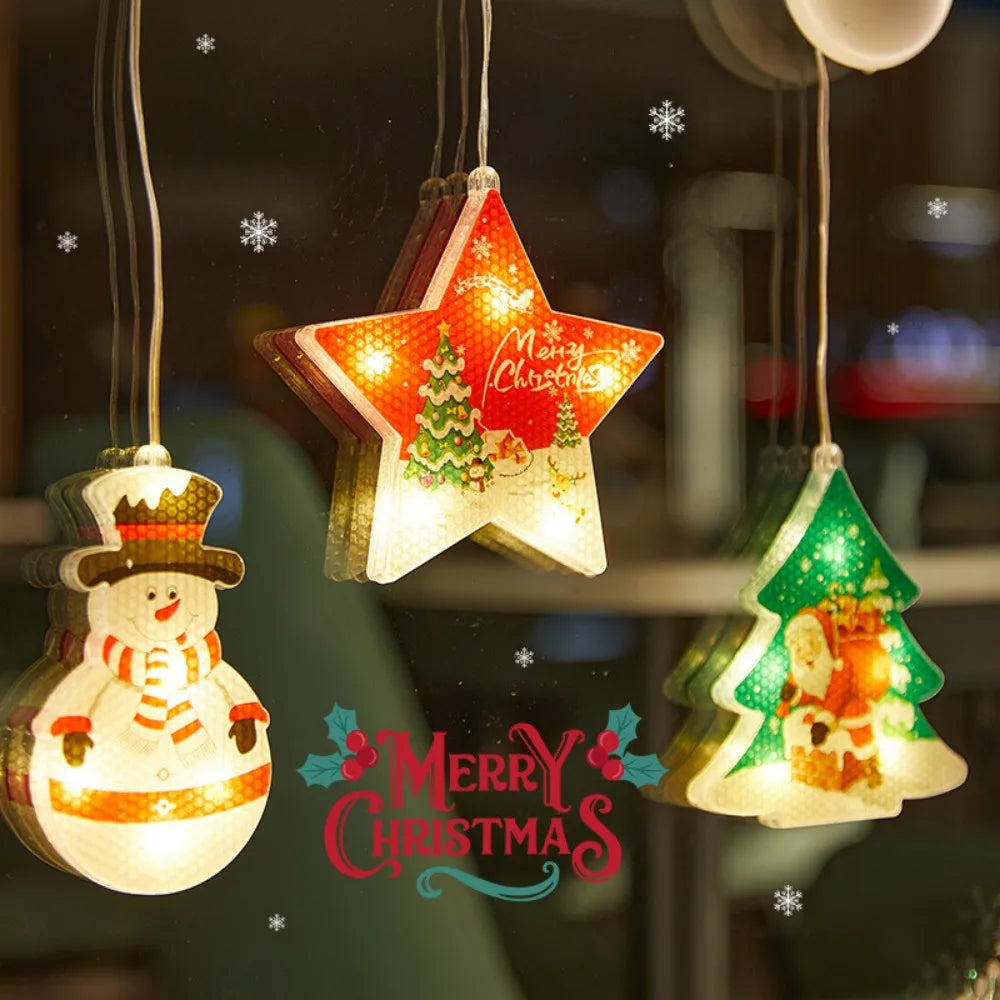 1PC Christmas leather wire suction cup lamp,powered by 3AAA batteries,excluding battery,Used for holiday and room decoration Vue