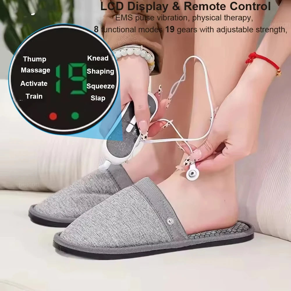 EMS Foot Massager Slippers Electric Feet Massage Shoes with Remote Control Pulse Muscle Stimulator Foot Massager to Relieve Pain Vue