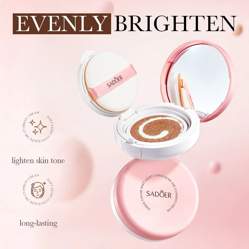 12g Three-Color Soft Light Concealer Cushion Cream, Containing Skin-Beneficial Ingredients Such as Niacinamide and Sodium Hyaluronate, Moisturizes and Adheres to the Skin, Provides Long-Lasting Makeup, Evenly Brightens the Co Vue