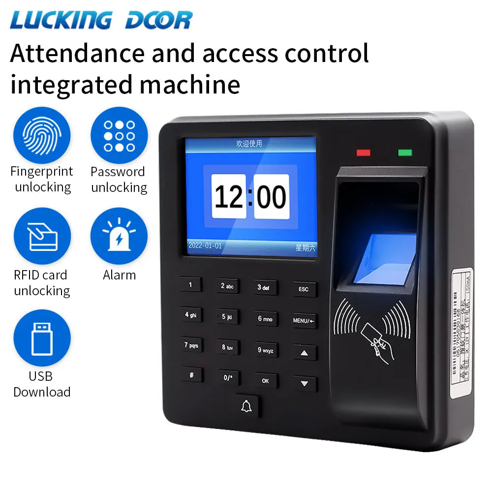 Biometric Fingerprint Access Control Intercom Time Attendance Machine Digital Electric RFID Code System For Door Lock Keys Tags Vue