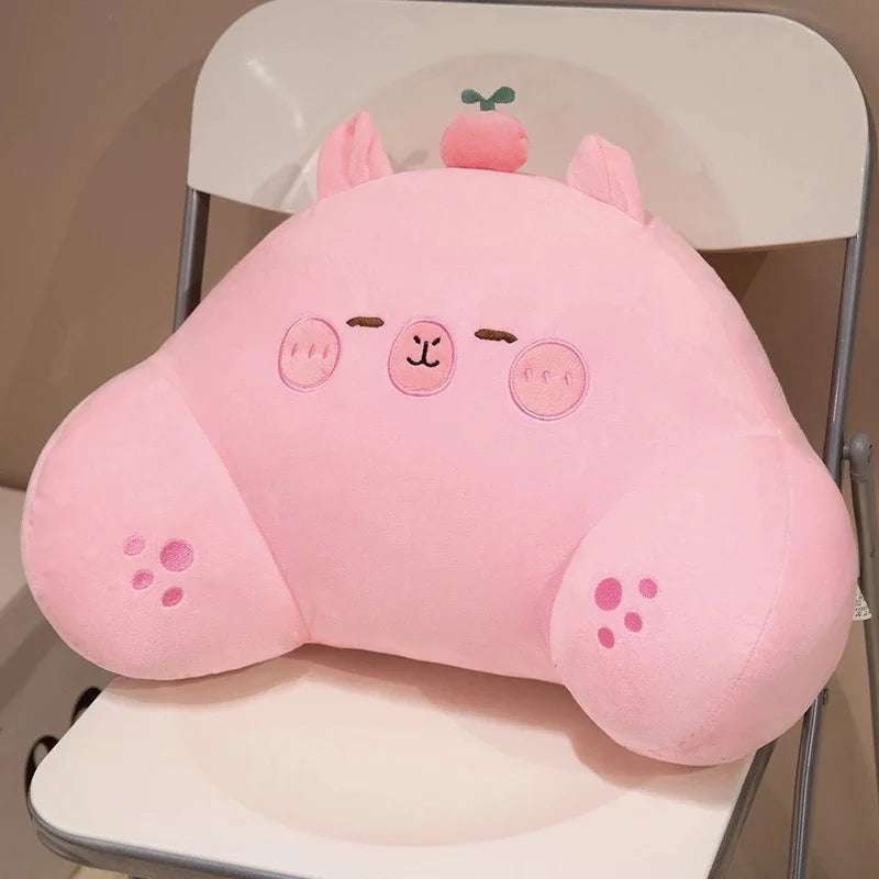 Capybara Lumbar Pillow Plush Cute Orange Fruit Top Soft Cotton Doll Cushion For Sofa Bed Office Desk Cozy Home Decor For Kids Vue