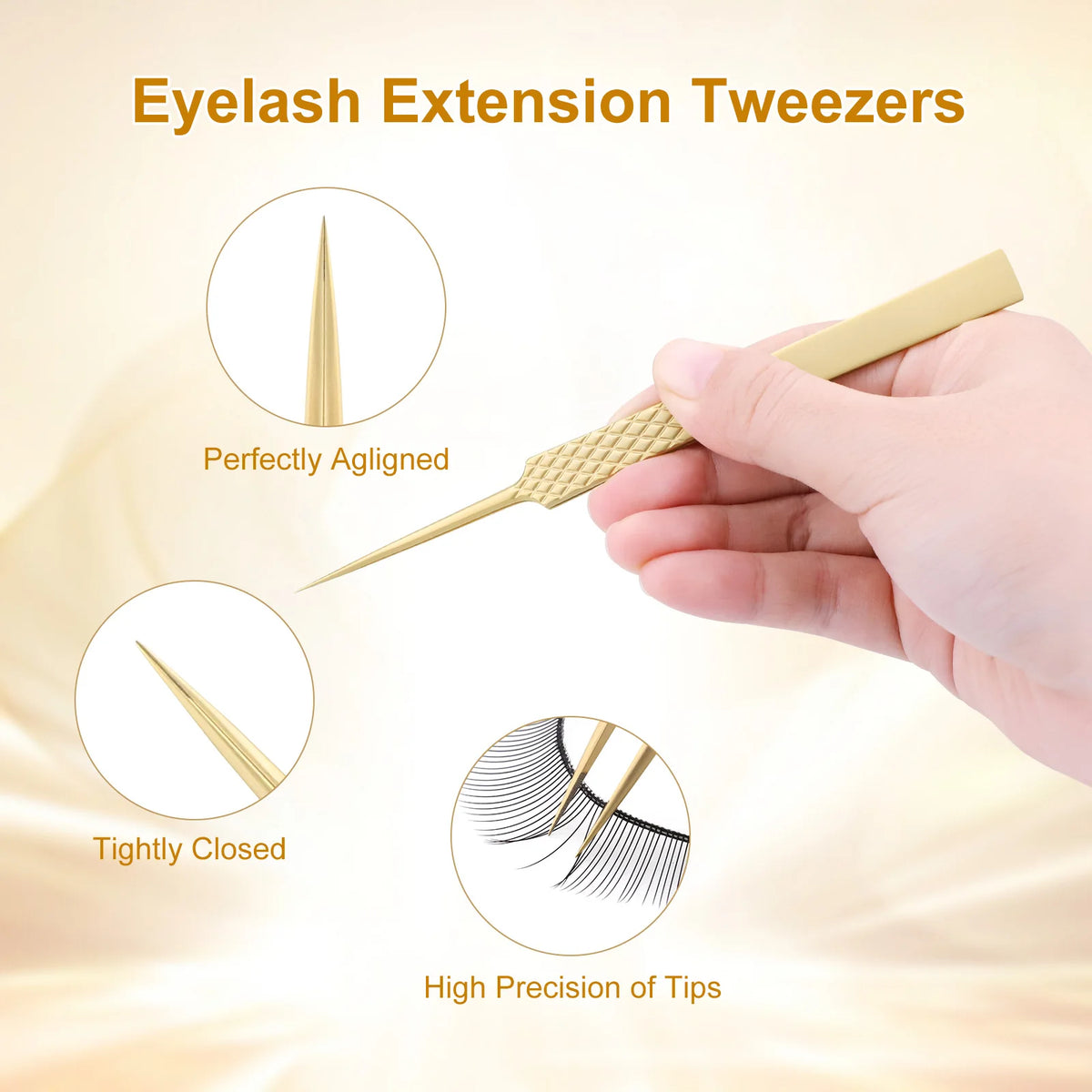 NAGARAKU Precision Fiber Tip Tweezer for Eyelash Extensions Professional Eyelash Tweezers Antistatic Straight Vue