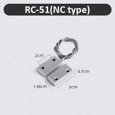NC Door Sensor Metal Wired Roller Shutter Door Magnetic Contact Reed Switch for Security Alarm System Vue RC-51 NC Type