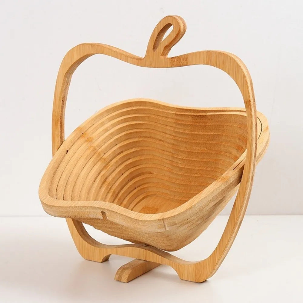 Multi-functional Folding Fruit Shaped Basket Dolphin Shape Heat Resistant Mat Bamboo Snacks Bowl Stable Base Eco-friendly Vue