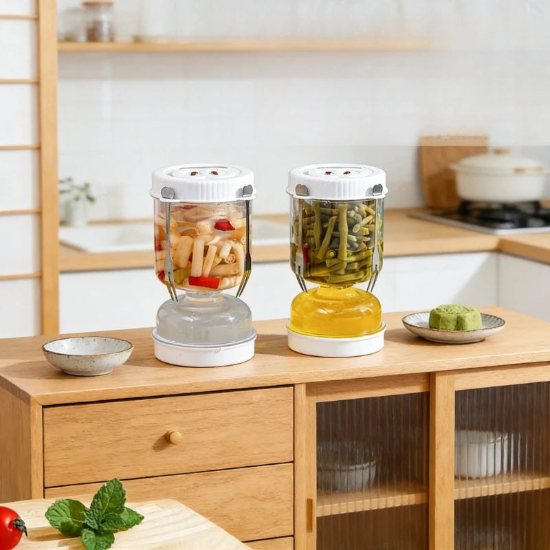 Pickles Jar with Lids Strainer Olives Hourglass Jug Food Storage Kimchi Container Jalapenos Fermentation Kitchen Separator Vue