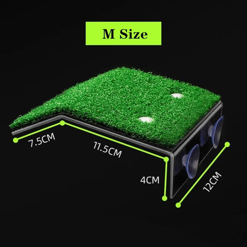 Aquarium Lawn Turtle Sun Terrace Turtle Climbing Platform Reptile Basking Resting Terrace Simulation Grass Turtle Ramp terrario Vue M