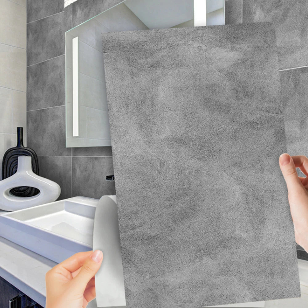 1/3/6pcs Gray Cement Self-Adhesive Floor Stickers 30x60cm Waterproof Bath Kitchen Stairs Tile Peel & Stick Wall Sticker Vue