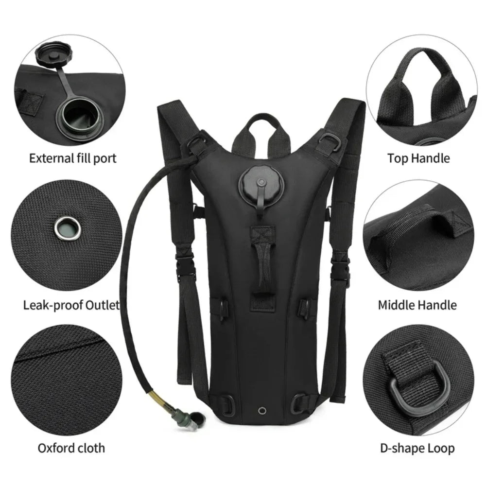 Waterproof Tactical Hydration Backpack with 3L Bladder Outdoor Sport Water Bag Backpacks For Running Cycling Tourism and Camping Vue