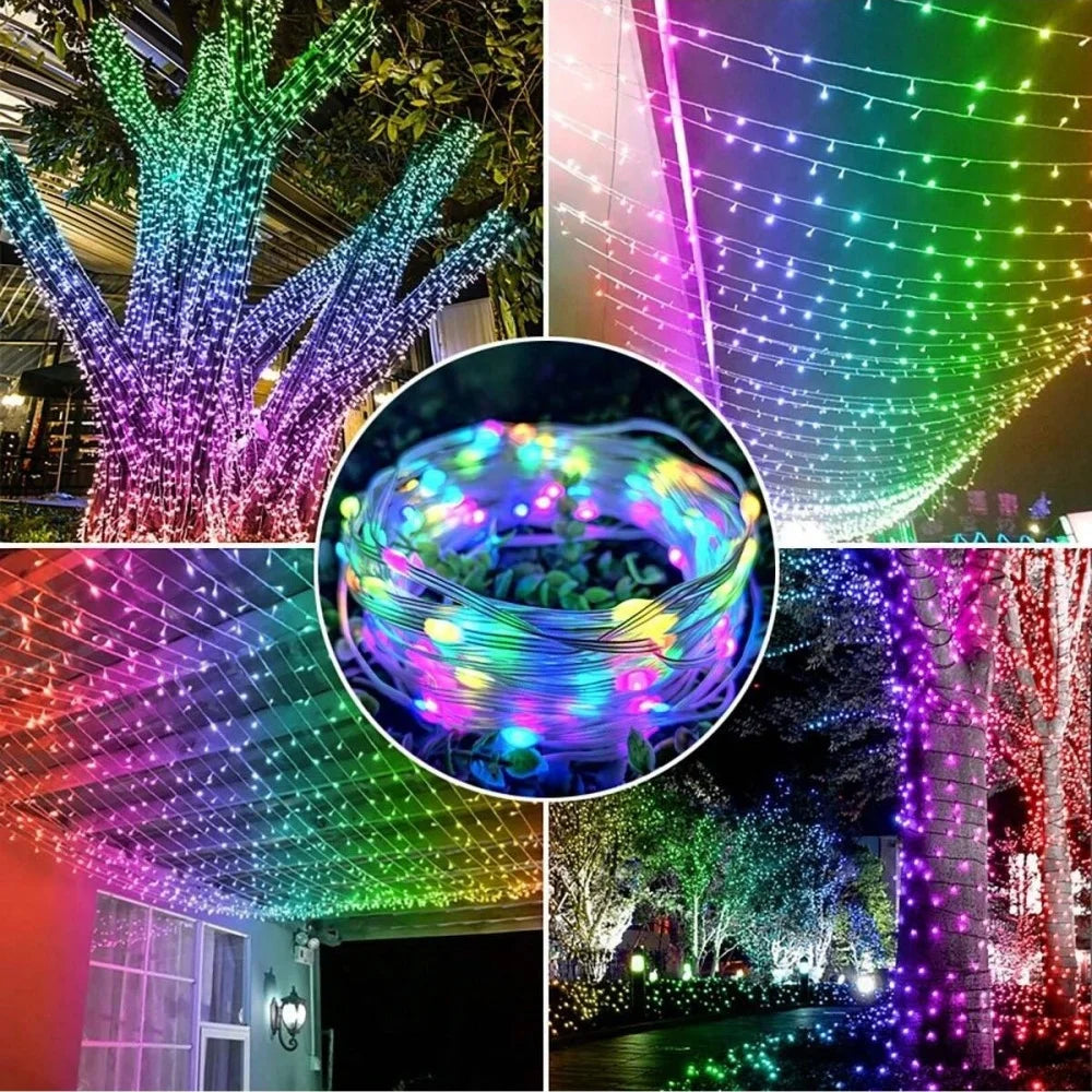 1PC 20M/30M/50M/100M Solar Cord String Light with 8-Mode Remote Control, Used for Garden, Courtyard and Party Decoration Vue