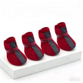 4PCS/SET Non-slip Mesh Dog Shoes Breathable Wear-resistant Pet Booties Reflective Stripe Hook-and-loop Strap Pet Paw Protector Vue Red XL