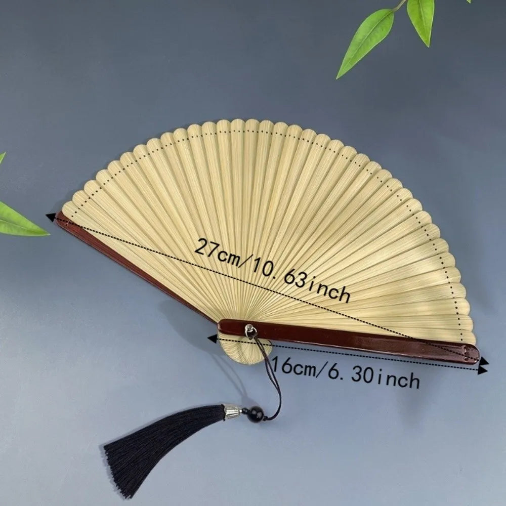 Exquisite Vintage Bamboo Folding Fan Portable Classic Handheld Fan Mini Decorative Hand Cranked Fan Qipao Accessory Vue
