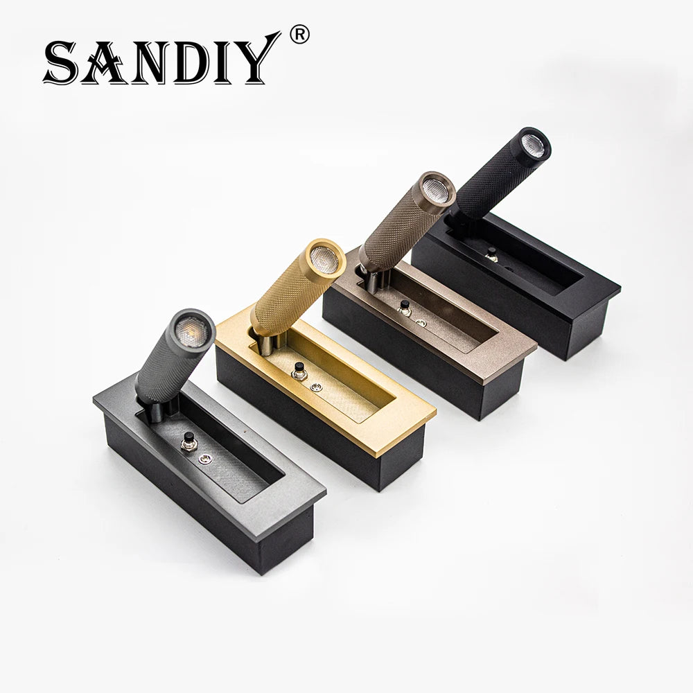 SANDIY Rotatable LED Bedside Wall Sconce | Nordic Gold Lamp LED Wall Sconce Vue