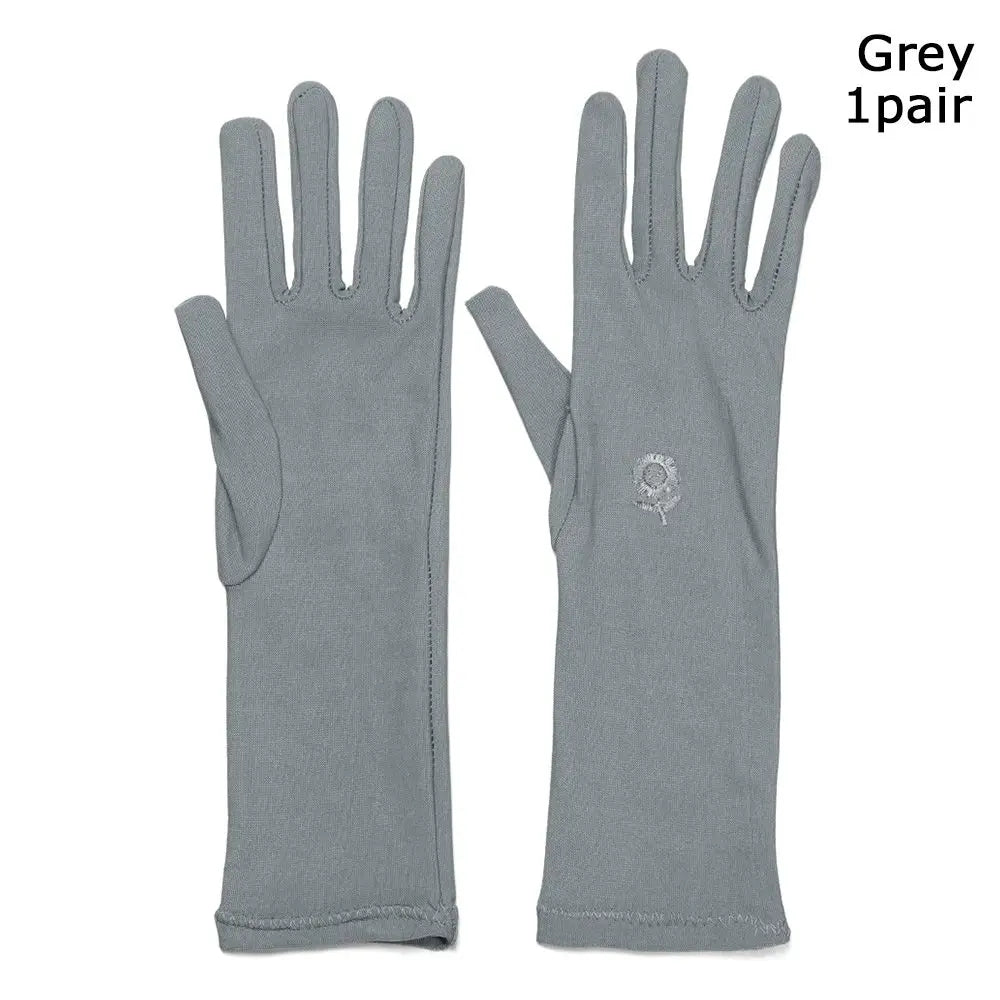 Summer Spring Slip Resistant Thin Driving Gloves Etiquette Anti UV Vue grey