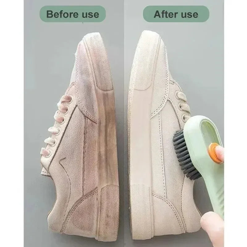 Multifunction Cleaning Shoe Brush Soft Automatic Liquid Shoe Brush Long Handle Clothes Soap Brush With Hook Clean Tool Vue