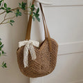 Summer Bucket Straw Bags Women Rattan Shoulder Bag Handmade Woven