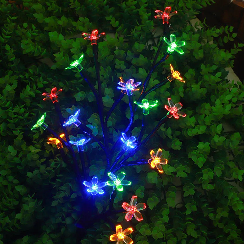 Solar Cherry Blossom Lights Garden Lights 20LED Outdoor Lawn Lights Patio Decoration Garden Aisle Ambient Landscape Light Vue RGB