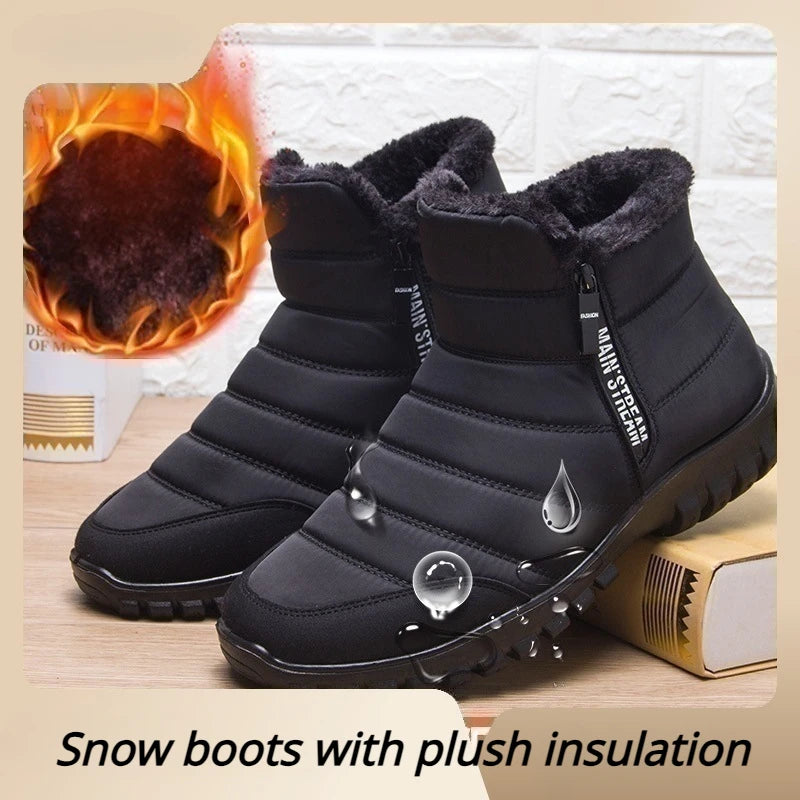 Men's Winter Ankle Snow Boots – Warm Plush Lining & Non-Slip Winter Ankle Boots Vue