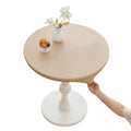 PU Leather Stretch Tablecloth Waterproof 60/80cm Round Table Cover Wipeable Wear-resistant Elastic Table Cover Restaurant Use Vue Beige 80cm