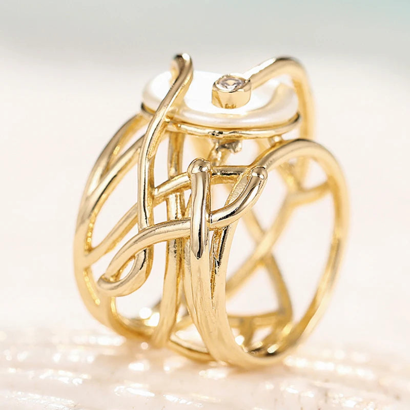 Huitan Cross Ring with Imitation Pearl & Cubic Zirconia | Women Fashion Ring Vue