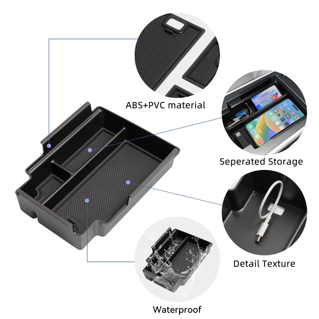 Smabee for Xpeng Mona M03 2024 2025 Car Center Console Armrest Storage Box ABS Tray Tidying Accessories Black Vue