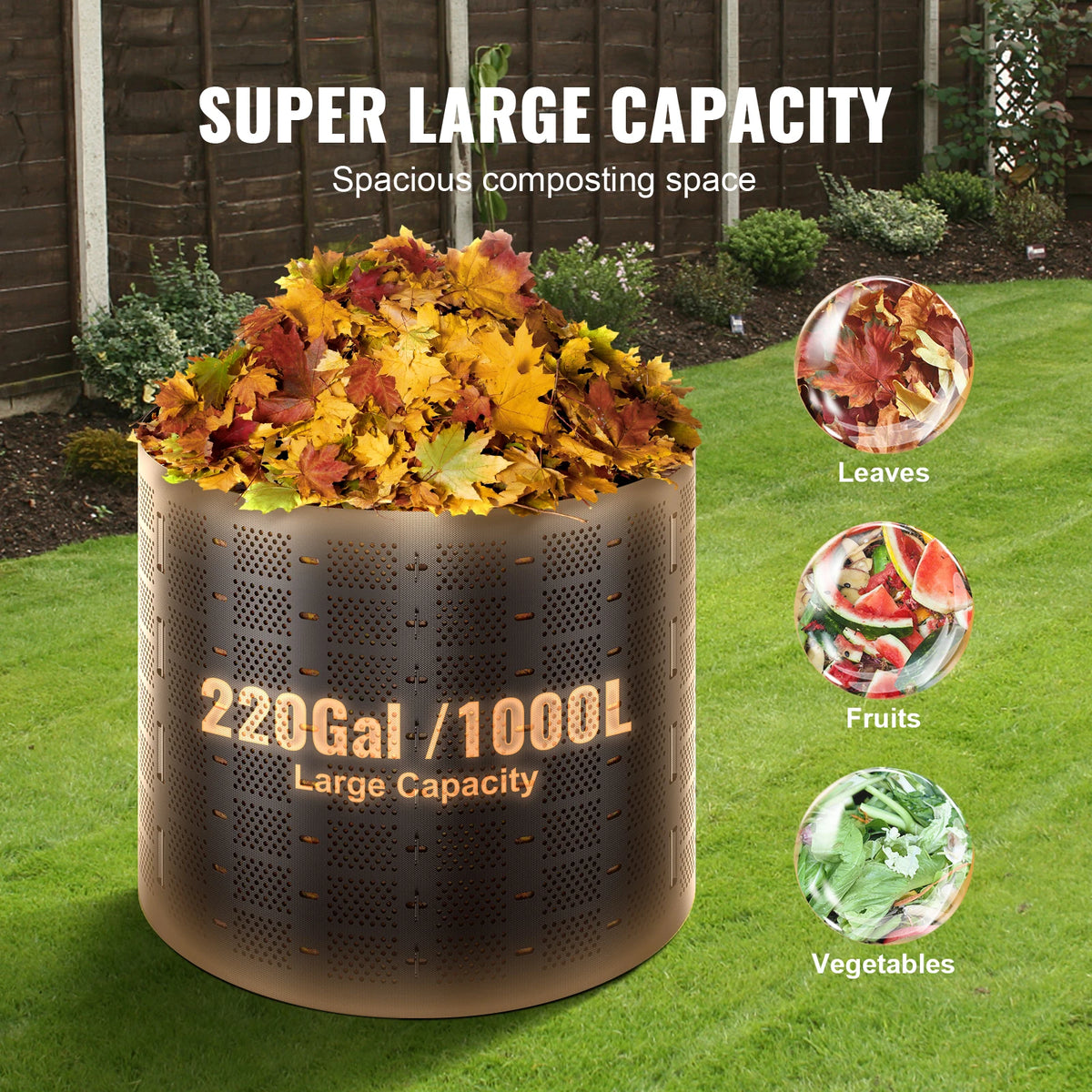 220 Gallon Outdoor Expandable Compost Bin | Large HDPE Composter Outdoor Compost Bin Vue