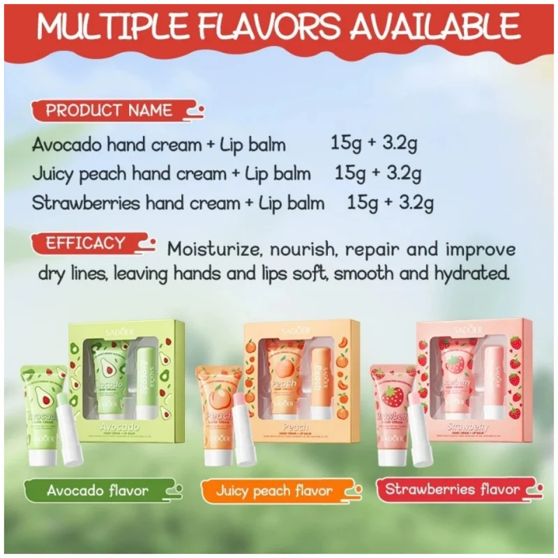 Hand Cream + Lip Balm Set, Suitable for Hands and Lips, Convenient for Daily Use, Perfect as a Small Gift Vue