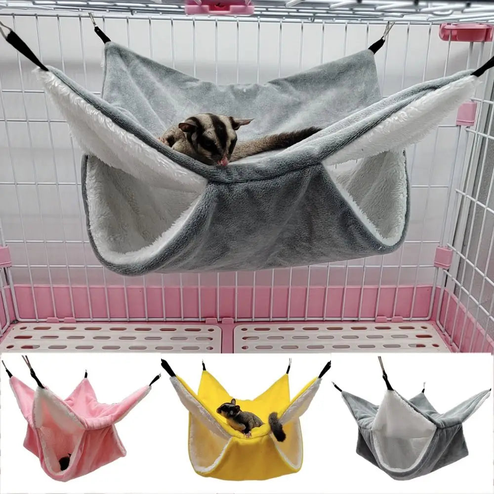Practical Double-layer Plush Hamster Hammock Warm Thickened Hamster Sleeping Bag Comfortable Hanging Pet Hamster Nest Winter Vue