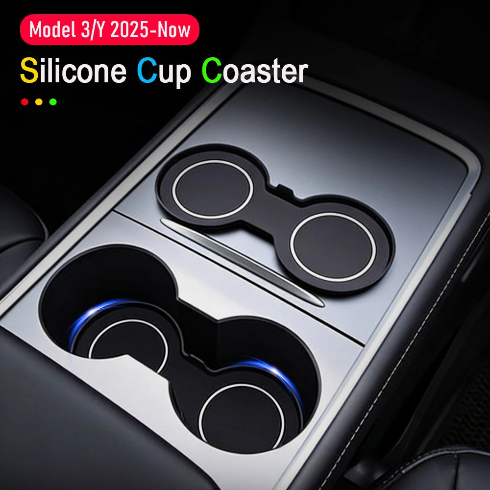For Tesla Model Y Juniper Cup Holder Insert 2025 2026 Model 3 Highland Center Console Cup Coaster Pads Model 3 Model Y Accessory Vue