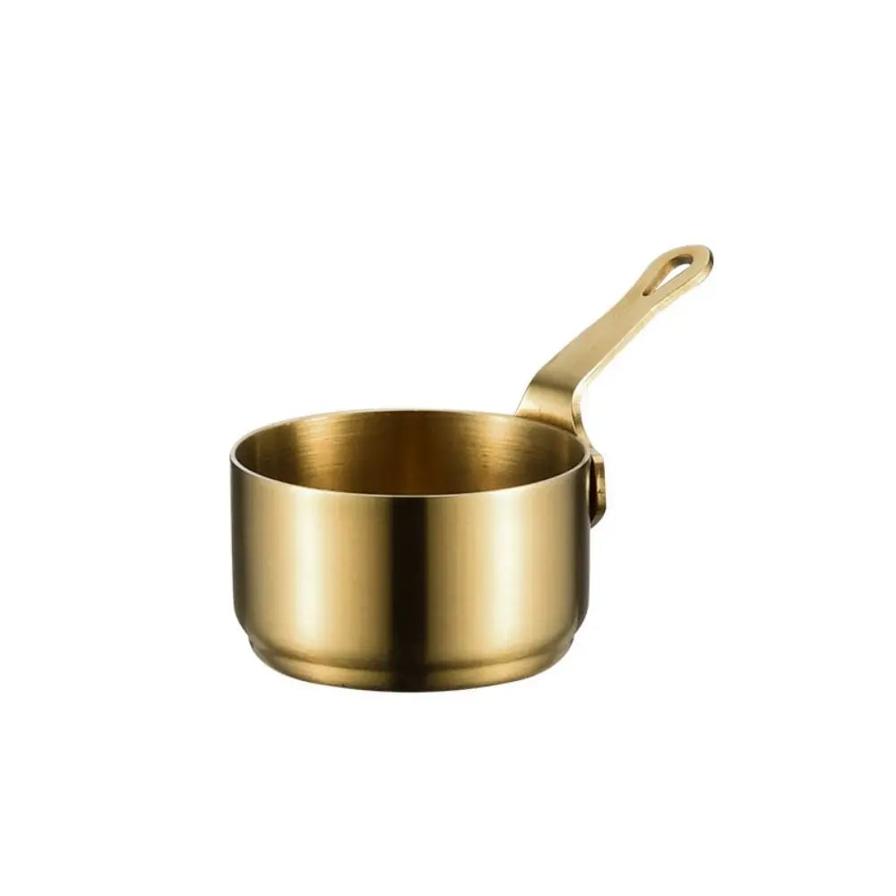 Multifunction Stainless Steel Sauce Cup with Handle 50/80/100ML Seasoning Bowl Non-rust Mini Sauce Pan Gravy Vue gold-S