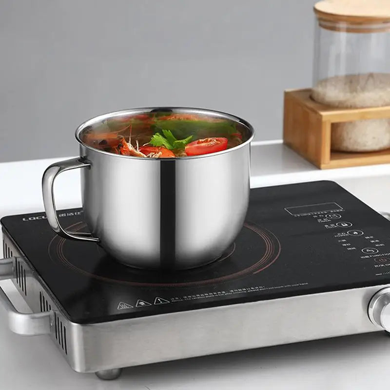 Food Grade 304 Stainless Steel Children Soup Bowl Single Ear Anti Scalding Handle Durable Noodle Cup for Toddler Meals Vue