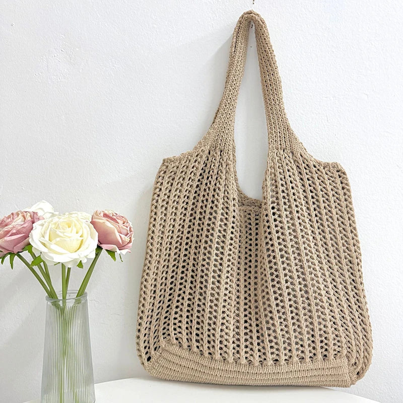 Summer Weaving Light Hollow Large Capacity Tote Bag Casual Beach