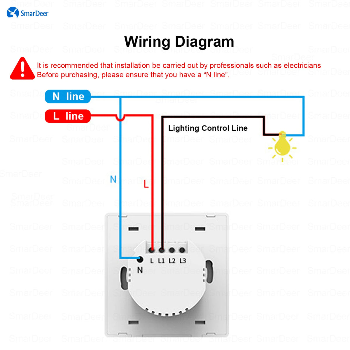 Tuya smart switch, With neutral wire, works with Alexa, Google homepage, WiFi wall switch Vue 1 Gang