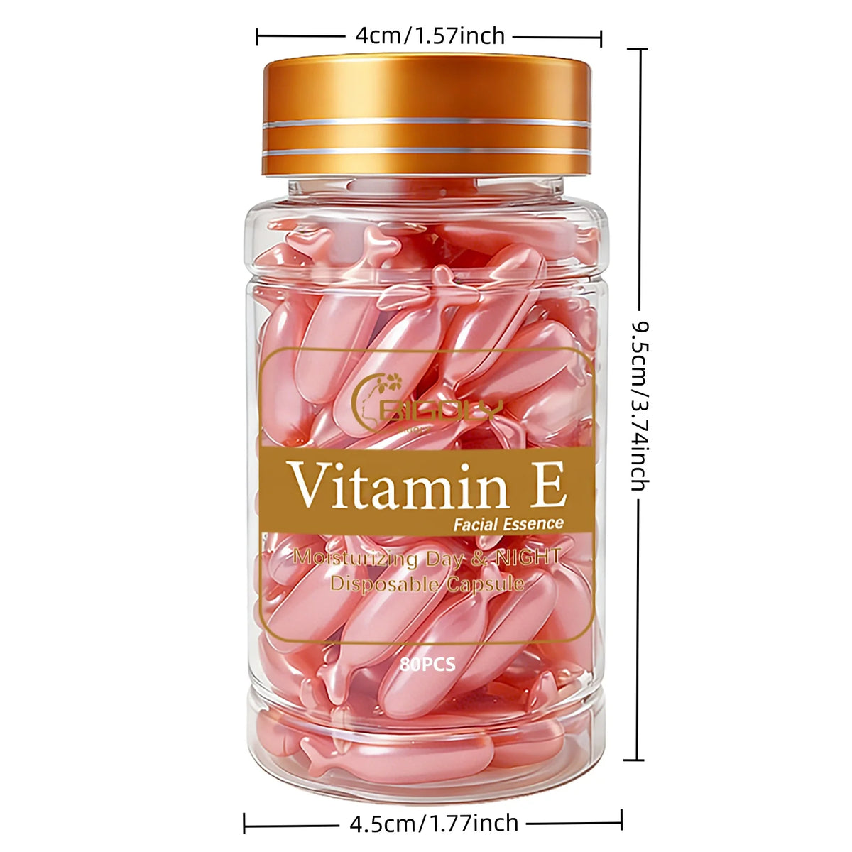 80 Capsules of Vitamin E Facial Essence, Day and Night Moisturizing, Deeply Hydrating, Leaving Skin Soft and Supple, Pink Capsule Packaging, Safe and Hygienic, Easy to Carry Vue