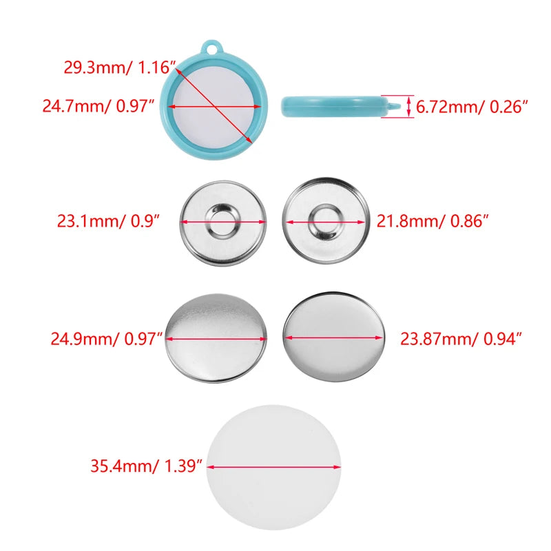 50Pcs/Set DIY Double-Side Key Parts Ring Badge Button Making Parts 25mm 32mm 37mm Round Badge Keychain Pendant DIY Material Vue
