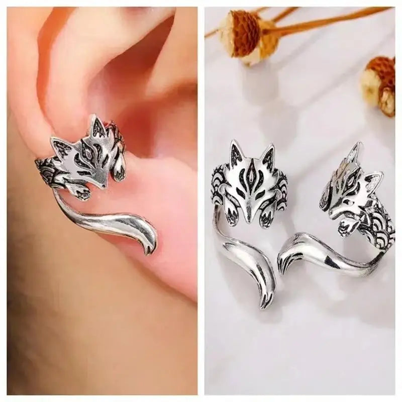 New Trendy Fox Shape Clip Earrings For Women Antique Silver Color Ear Cuff Girl Statement Jewelry Vue