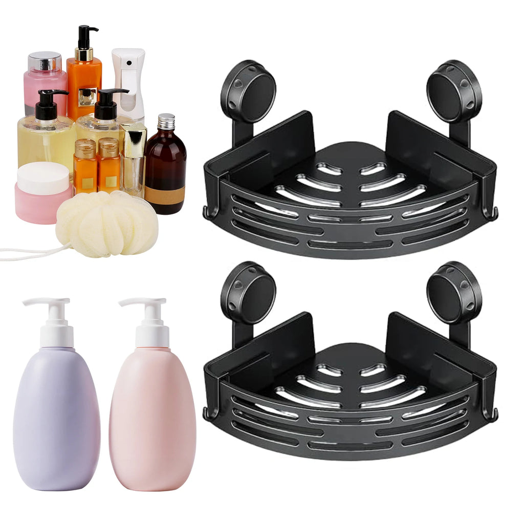 Triangle Corner Shower Caddy with Hooks – No Drilling Shower Corner Caddy Vue