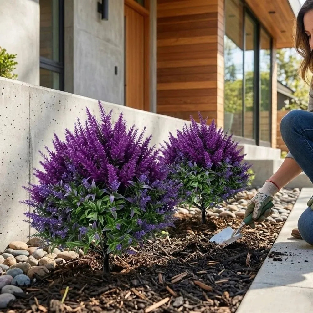 UV Resistant Artificial Spike Lavender Plants Plastic Realistic Faux Lavender Ground Stake Fade Proof Simulation Vue