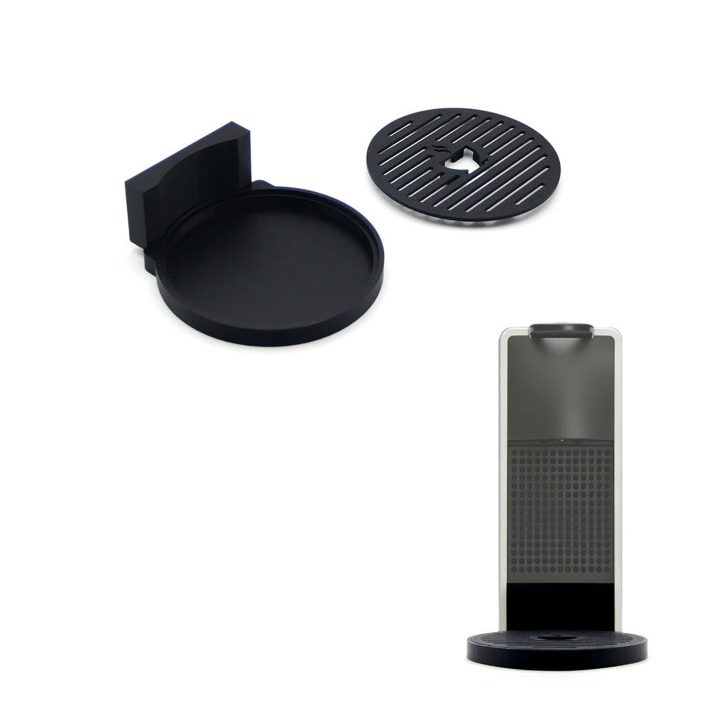 Low-profile extended drip tray for Nespresso Essenza Mini coffee machine Vue