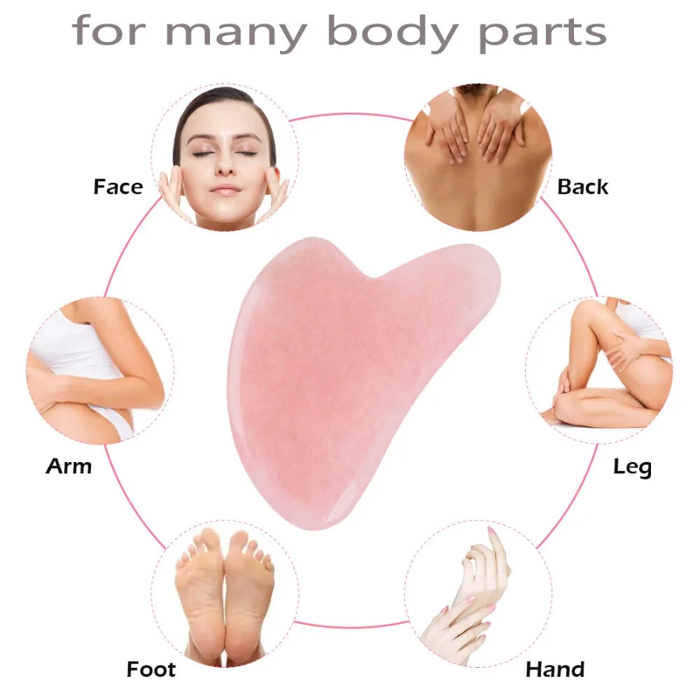 Dual Material Gua Sha Scraping Board Rose Pink Jade Beeswax Acupoint Massager SPA Tool for Face Neck Body Skin Care Vue