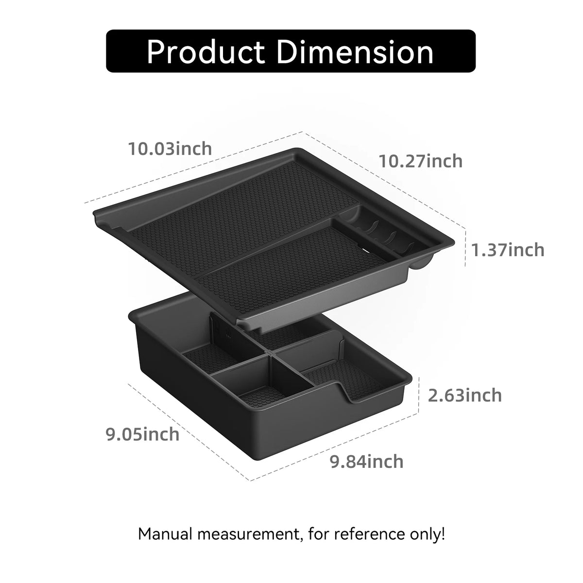 Smabee for Chevy Silverado EV 2024-2026 Car Double Layer Center Storage Tray Dual Layer Console Insert Tray Accessories Vue