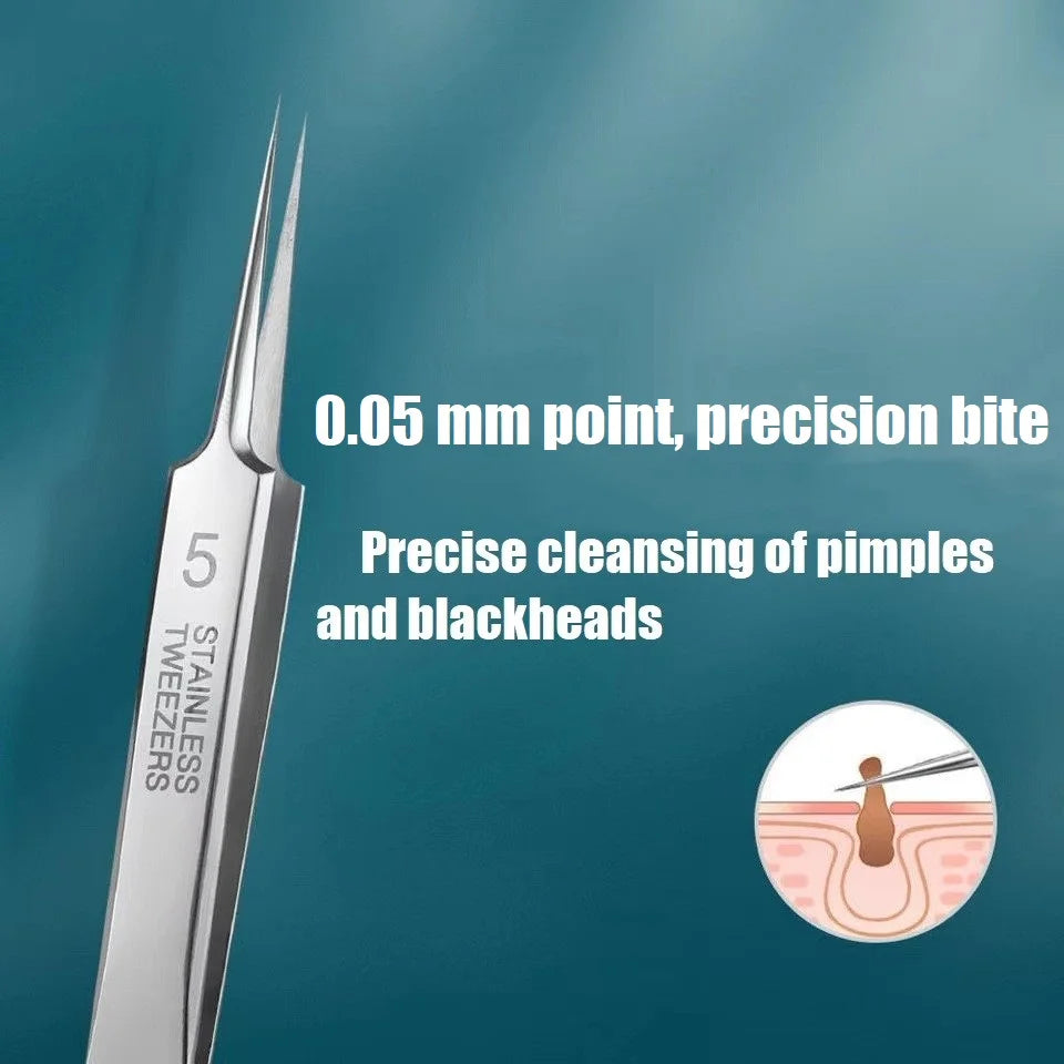 Ultra Fine Blackhead Extractor Tweezer Beard tweezer Acne Remover Needle Single Piece Or Kit Set Facial Skin Care Cleansing Tool Vue